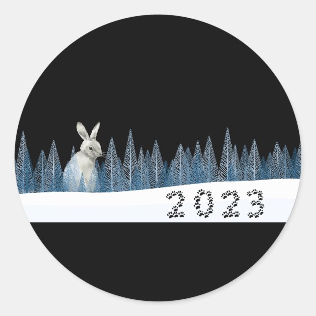 2023 The Year Of The Rabbit, New Year Classic Round Sticker (Front)