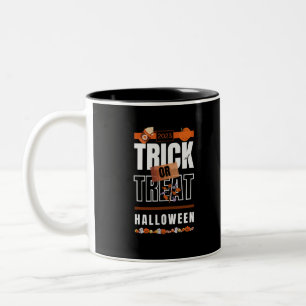 2023 Trick or Treat-Halloween Design Two-Tone Coffee Mug