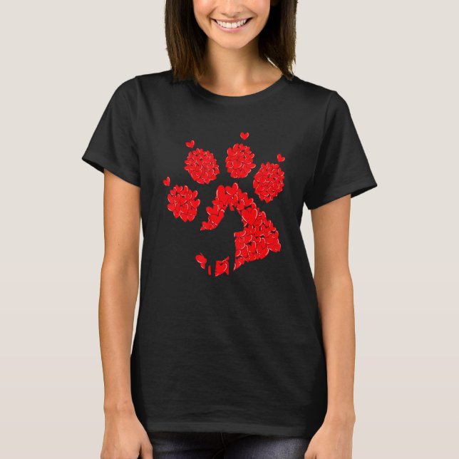 2023 Valentines Day Pit Bull Dog Puppy Paw Print H T-Shirt (Front)
