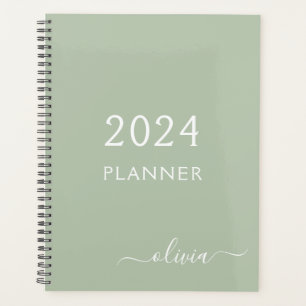 2023 Vert Sauge Monogramme Nom Moderne Script