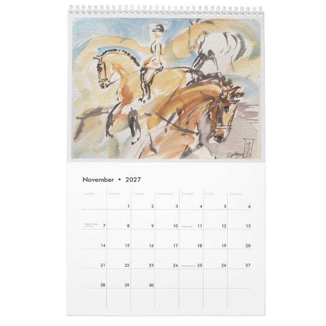 2023 wall calendar with original Equine Art (Nov 2027)