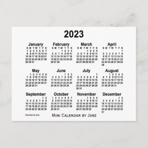 2023 White Mini Calendar by Janz Postcard