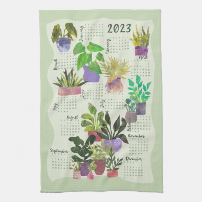 2023 Year calendar House Plants Indoor Plants Kitchen Towel (Vertical)
