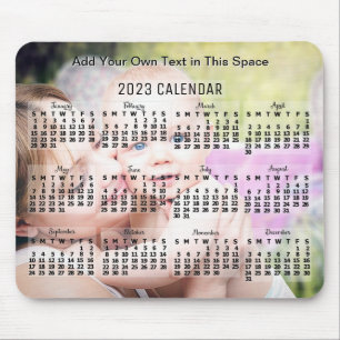 2023 Year Monthly Calendar Black Text Add Photo Mouse Pad