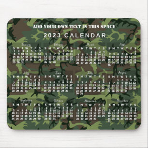 2023 Year Monthly Calendar Camouflage Camo Green Mouse Pad