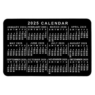 2023 Year Monthly Calendar Classic Black and White Magnet