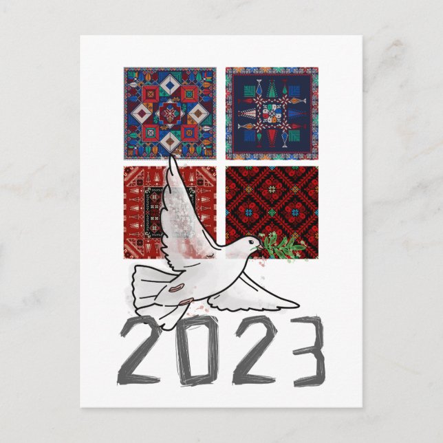 2023 Year of Peace and Justice- Happy New Year  Invitation Postcard (Front)