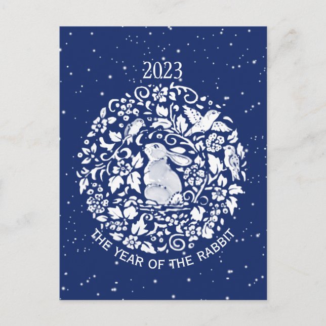 2023 Year of Rabbit Blue White Lunar Holiday (Front)