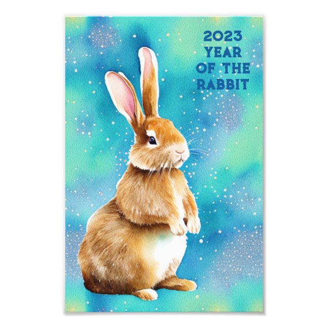 2023 Year of the Rabbit, Apple Green & Azure Blue  Photo Print (Front)
