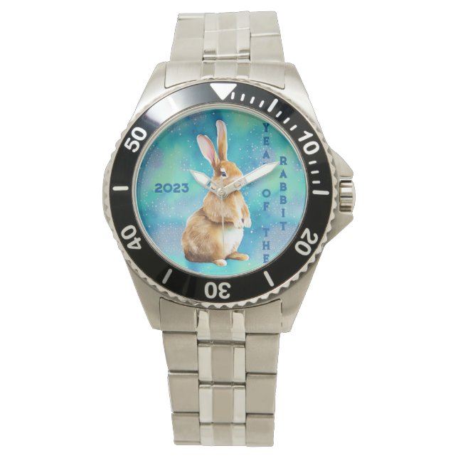2023 Year of the Rabbit, Apple Green & Azure Blue  Watch (Front)