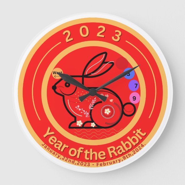 2023-Year of the Rabbit Design Classic  Acrylic Pr Large Clock (Front)