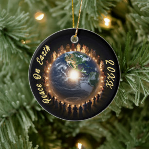 2023Custome Beautiful Peace On Earth  Ceramic Ornament