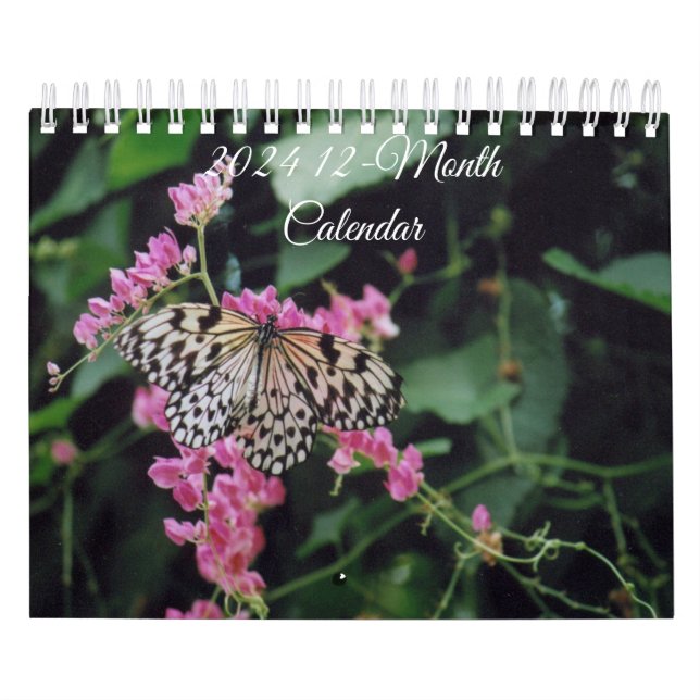 2024 12-Month Birds, Butterflies & Flower Calendar (Cover)