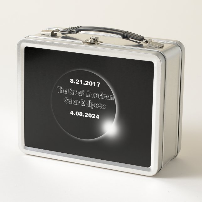 2024 & 2017 Double Dated Solar Eclipse Metal Lunch Box (Front)