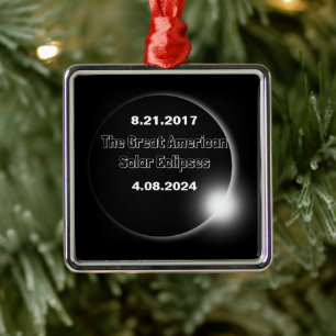 2024 & 2017 Double Dated Solar Eclipse Metal Ornament