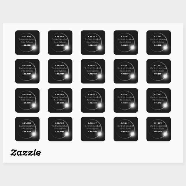 2024 & 2017 Double Dated Solar Eclipse Square Sticker (Sheet)