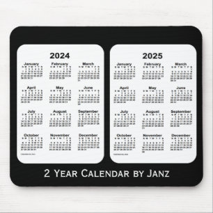 2024-2025 Black and White 2 Year Calendar by Janz Mouse Pad