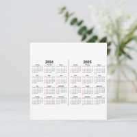 2024 2025 Calendar 2 year black white 