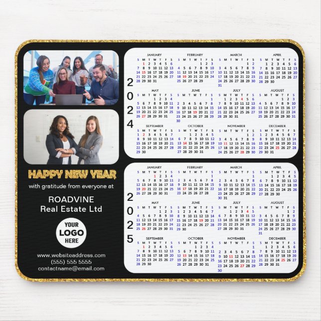 2024 2025 Calendar Gold Script Corporate 2 Photo Mouse Pad (Front)
