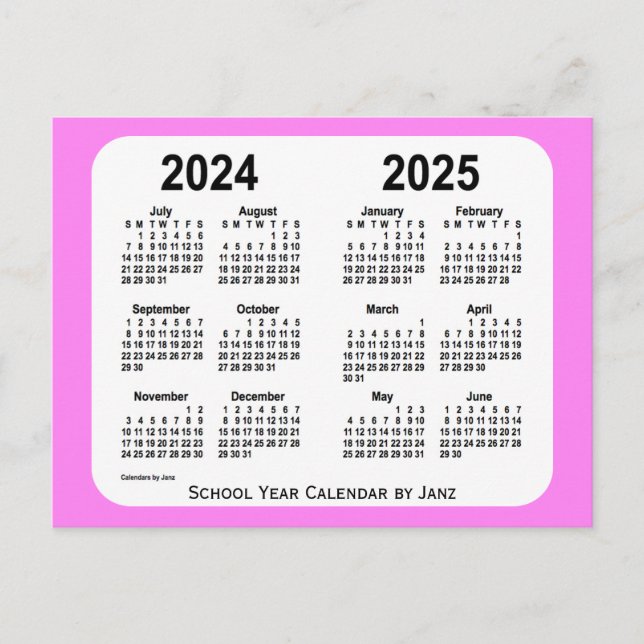 2024-2025 Violet Mini School Calendar by Janz Postcard (Front)