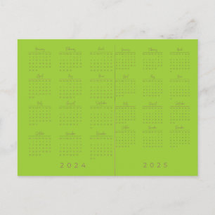 2024/2025 Yellow Green Large Print Calendar Postcard