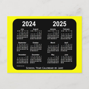 2024-2025 Yellow Neon School Calendar by Janz Postcard