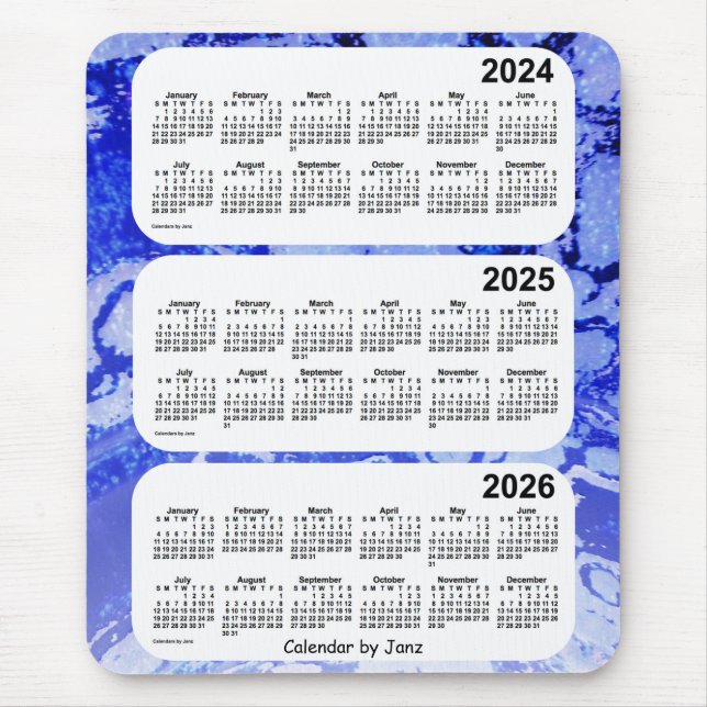 2024-2026 Blue Galaxy 3 Year Calendar by Janz Mouse Pad (Front)