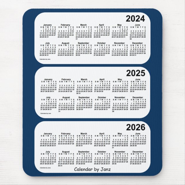 2024-2026 Police Box Blue 3 Year Calendar by Janz Mouse Pad (Front)