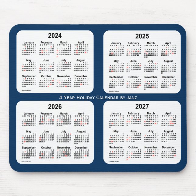 2024-2027 Police Box Blue Holiday Calendar by Janz Mouse Pad (Front)