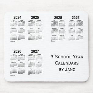 2024-2027 White 3 School Year Calendars by Janz Mouse Pad