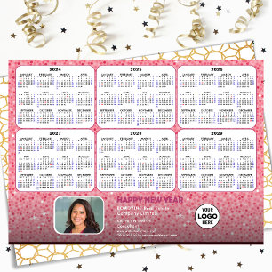 2024 - 2029 Calendar Business Logo Modern Pink Holiday Card