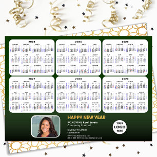 2024 - 2029 Calendar Collage Business Modern Green Holiday Card