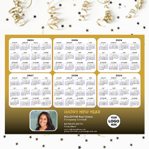2024 - 2029 Calendar Corporate Photo Gold Magnetic