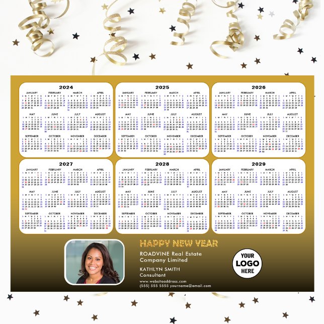 2024 - 2029 Calendar Corporate Photo Gold Magnetic (Creator Uploaded)