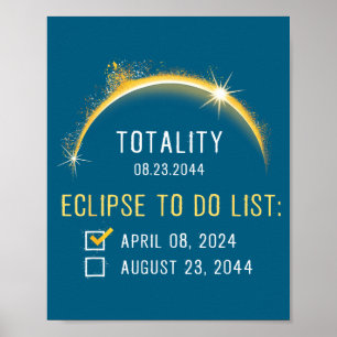 2024 2044 Total Solar Eclipse Checklist Totality 2 Poster