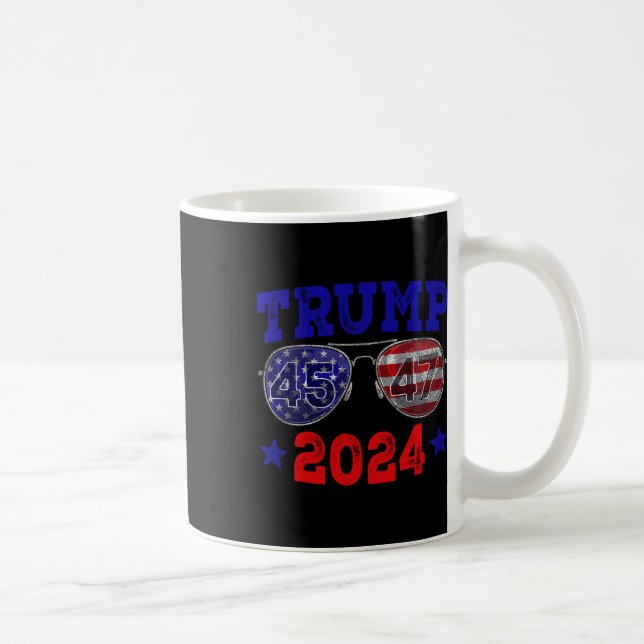 2024 45 47 American Flag Sungles Trump 2024  Coffee Mug (Right)