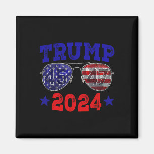 2024 45 47 American Flag Sungles Trump 2024  Magnet