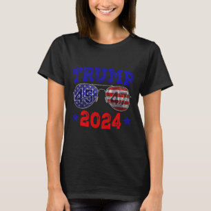 2024 45 47 American Flag Sungles Trump 2024  T-Shirt
