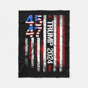 2024 45 47 Vintage American Flag Retro 4547  Fleece Blanket