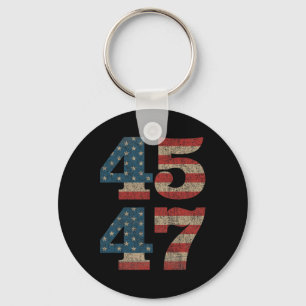 2024 45 47 Vintage American Flag Retro 4547 Trump Keychain
