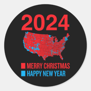 2024 Accurate Election Map Merry Christmas Happy N Classic Round Sticker