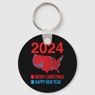 2024 Accurate Election Map Merry Christmas Happy N Keychain