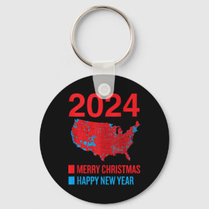 2024 Accurate Election Map Merry Christmas Happy N Keychain