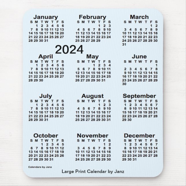 2024 Alice Blue Large Print Calendar by Janz Mouse Pad (Front)