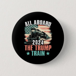 2024 All Aboard The Trump Train 2024 Usa Flag  2 Inch Round Button