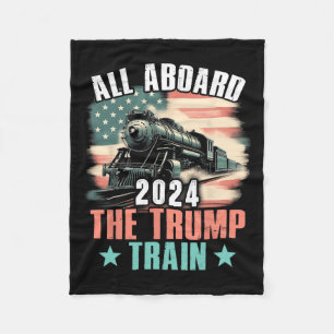 2024 All Aboard The Trump Train 2024 Usa Flag  Fleece Blanket
