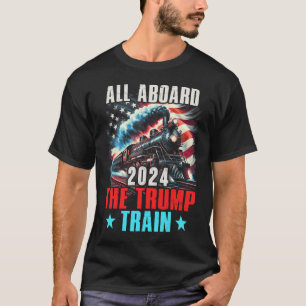 2024 All Aboard The Trump Train Us American Flag  T-Shirt