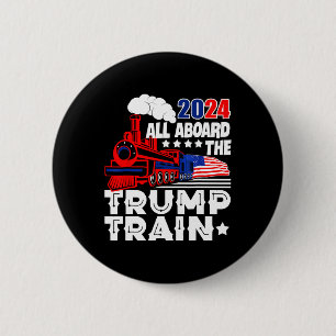 2024 All Aboard The Trump Train Usa American Flag  2 Inch Round Button