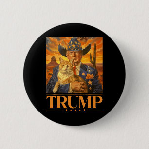 2024 And Cat Western Cowboy Patriotic 4th Of July 2 Inch Round Button