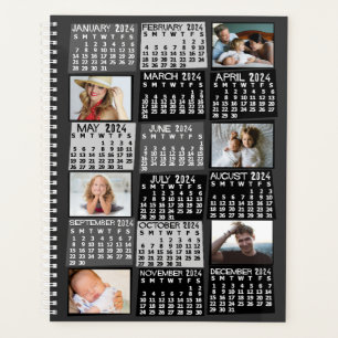 2024 Année Calendrier mensuel 12 Photo Collage noi